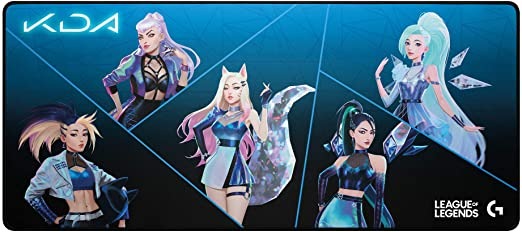 Logitech G840 K/DA XL Cloth Gaming Mouse Pad - 0.12 in Thin, Stable Rubber Base, Official League of Legends Gaming Gear 