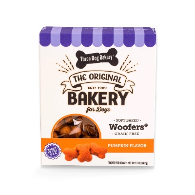 Three Dog Bakery Grain Free Soft Baked Woofers, Premium Treats for Dogs, 36 Ounce