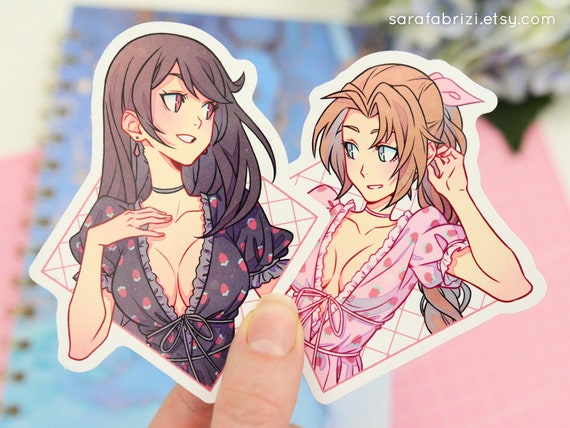 FF7R STICKER SET  Tifa & Aerith in Strawberry Dress | Etsy
