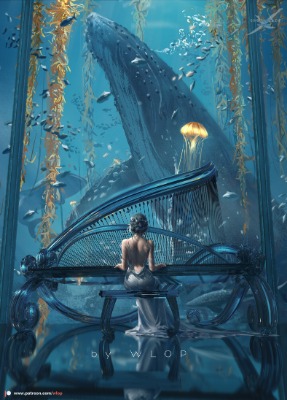 WLOP Underwater piano print