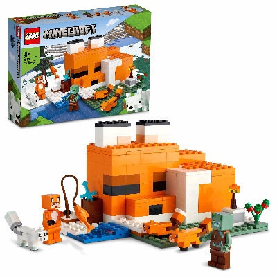 LEGO 21178 Minecraft Die Fuchs-Lodge, Spielzeug für Kinder ab 8 Jahren mit Figuren von ertrunkenem Zombie und Tieren, Kinderspielzeug