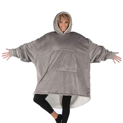 THE COMFY Original | Oversized Microfiber  Sherpa Wearable Blanket, Seen On Shark Tank, One Size Fits All Gray