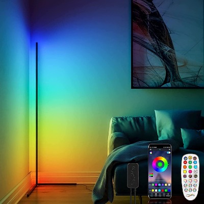 Acrux LED RGB Corner Floor Lamp, Smart APP Control RGB Colorful Floor Ambiance Light with Remote, Music Sync Mood Night Lighting, Home Decoration and Holiday Parties.