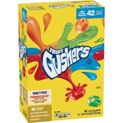Fruit Fruit Fruit Gushers Variety Pack, Strawberry Splash  Tropical (42 ct.) A1