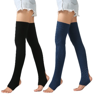 2 Pairs Women's Leg Warmers, Knitted Knee Warmers Winter Stocking Yoga Fitness Dance