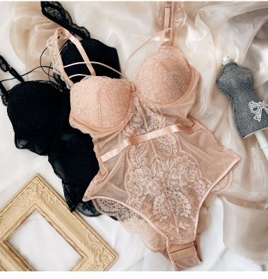 19.52US $ 44% OFF|Wriufred Less Ladies Underwear Gathered Thickened Bra Sexy Lace Transparent Sling Bodysuit Hollow Beautiful Back Lingerie Set - Bra & Brief Sets - AliExpress