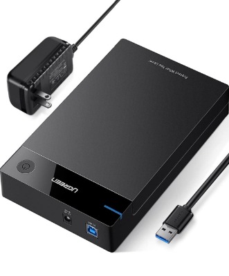 UGREEN External Hard Drive Enclosure for 3.5 2.5 Inch SATA SSD HDD USB 3.0 to SATA III Hard Drive Case with UASP 12V Power Adapter