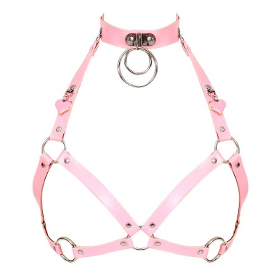 Damen Leder Harness Rosa