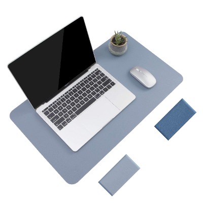 Non-Slip Desk Pad,Mouse Pad,Waterproof PVC Leather Desk Table Protector,Ultra Thin Large Desk Blotter, Easy Clean Laptop Desk Writing Mat for Office Work/Home/Decor(Blue, 23.6" x 13.7")