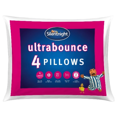 Silentnight Ultrabounce Pillows Pack of 4 – Medium Support Soft Bouncy Hotel Bed Pillows 4 Pack – Hypoallergenic Machine Washable