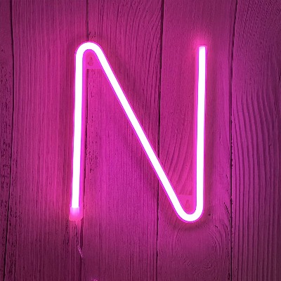 ENUOLI Luces LED de neón con Letras, Rosa, Letrero de neón, luz de marquesina, Letrero de neón, batería/USB, Letras iluminadas, luz Nocturna de neón para habitación de niños, Bodas, Navidad(N)