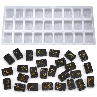 SAVITA Rune Stones Resin Mold, Futhark Energy Symbol Resin Casting Silicone Mold for DIY Making Jewelry Pendant Crafts