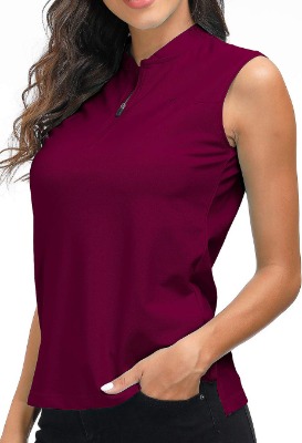 AIRIKE Golf Polo Shirts for Women Slim Fit Woman Sleeveless Sports Shirts Quick Dry Athletic Tank Tops for Tennis Work
