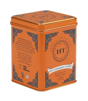 Harney  Sons Caffeinated Hot Cinnamon Sunset Black Tea with Orange and Cloves Tin 20 Sachets