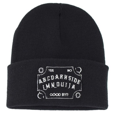 Darkside Ouija Board Beanie Occult Goth Metal Unisex Fashion Accessory Black Warm Fisherman Skull Hat