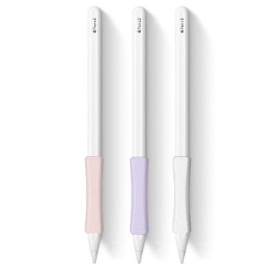 3 Pack iPencil Grips Case Cover Silicone Sleeve Holder Compatible with Apple Pencil 2nd Generation, iPad Pro 11 12.9 inch 2018(White, Pink, Purple)