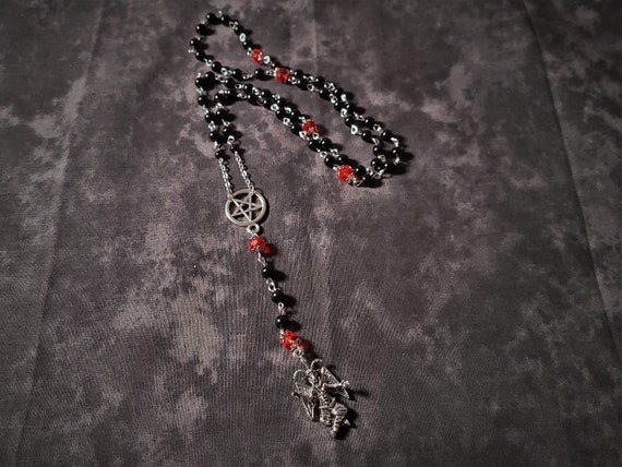 Baphomet Rosary / Satanic Rosary / Prayer Beads black/red | Etsy