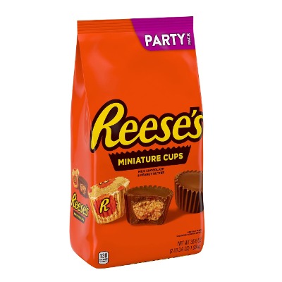 REESE'S Miniatures Milk Chocolate Peanut Butter Cups Candy, Holiday, 35.6 oz Bulk Party Bag