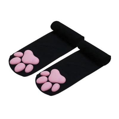 KESYOO Cat Paw Thigh High Socks Golves Girls Women Soft 3D Kitten Paw Pad Toe Beans Mittens Stockings