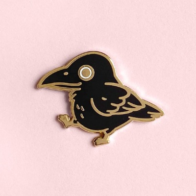 Chubby Crow Hard Enamel Pin / Raven Bird Lapel Pin Badge | Etsy