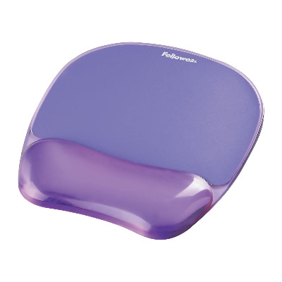 Fellowes Crystals Gel Mouse Mat with Wrist Support - Mouse Pad with Non Slip Rubber Base - Ergonomic Mousepad for Computer Laptop - Purple