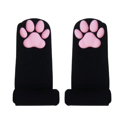 Thigh High Socks, Pink Cute Cat Paw Pad Socks for Women Girls 3D Kitten Claw Stockings Lolita Cat Cosplay