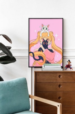 Sailor Moon Print Cats Luna Artemis Anime Manga Japanese | Etsy Australia