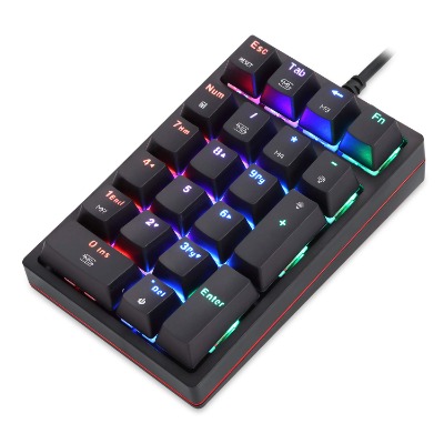 Motospeed Macro Mechanical Numeric Keypad USB Wired 21 Keys Mini Numpad Portable Keypad RGB Backlight Gaming Keypad Extended Layout for Cashier(Fully Programmable Keys)
