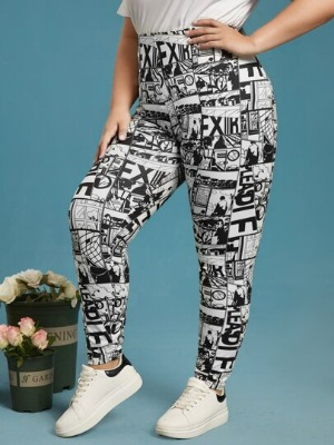 SHEIN Plus Comic Print High Waist Leggings