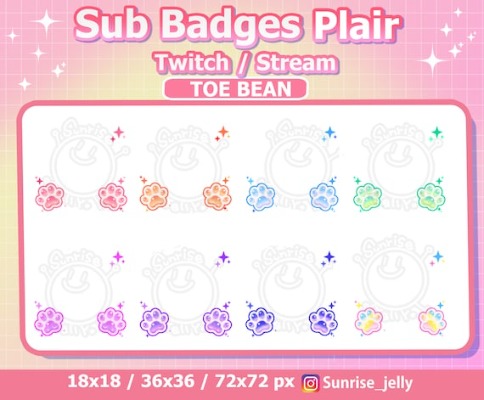 Twitch Sub Badge Flair  Toe Bean Flair Collection / Kawaii / | Etsy Australia