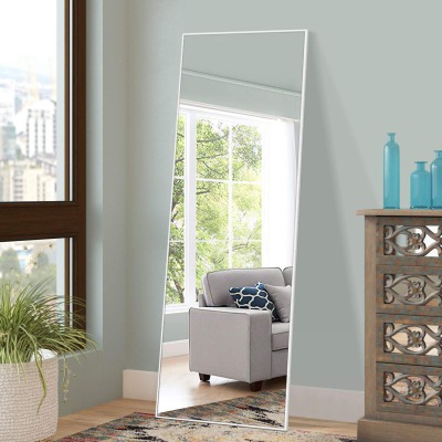 NeuType Full Length Mirror Floor Mirror with Standing Holder Bedroom/Locker Room Standing/Hanging Mirror Dressing Mirror (White)