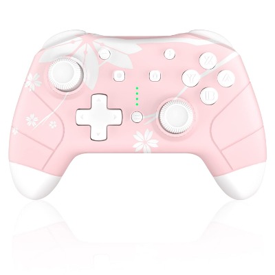 Wireless Controller for Nintendo Switch / Lite / OLED, Mytrix Wireless Pro Controllers with Wake-Up, Headphone Jack, Auto-Fire Turbo, Motion Control, Adjustable Vibration, Sakura Cherry Blossoms Pink