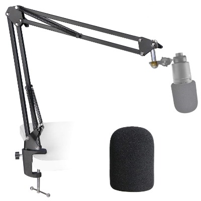 AT2020 Mic Stand with Pop Filter - Microphone Boom Arm Stand with Foam Windscreen for AT2020 USB+ AT2035 Condenser Microphone by YOUSHARES