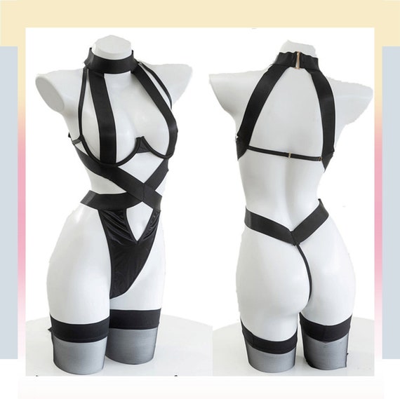 Women Sexy Bodysuit Pajamas Costumes Straps Bandage - Etsy