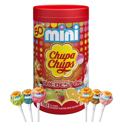 Chupa Chups Best of Mini Tube Small Lollipops, 50 Count