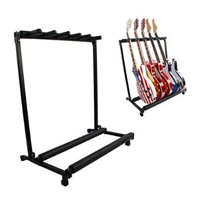 5 Guitar Stand - Multiple Five Instrument Display Rack Folding Padded Organizer