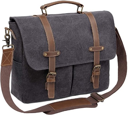Messenger Bags Men,ChaseChic Vintage Water Resistant Canvas 14inch Laptop Business Briefcase Satchel Crossbody Shoulder Bag for Travel Work College Black