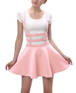 Pink Pleated Short Braces Skirt