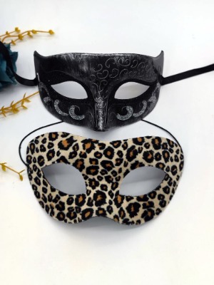 2pcs Leopard Print & Glitter Decor Costume Eyewear