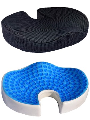 iMedic Cooling Gel Seat 100% Memory Foam Cushion - Coccyx Cut Out - Orthopaedic Tailbone Seat Pad for Sciatica, Back and Tailbone Pain - for Home, Office, Car and Yoga - (Black 3D Mesh)