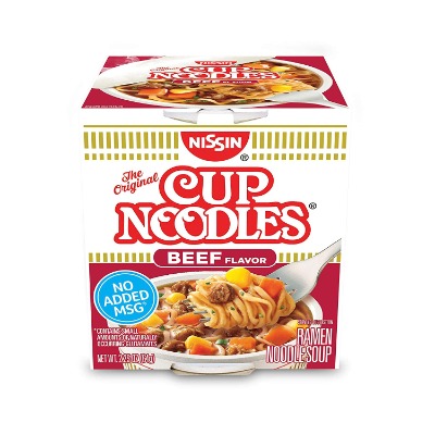 Nissin Cup Noodles Ramen Noodle Soup, Beef, 2.25 Ounce (Pack of 12)