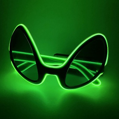AUGPET Halloween Christmas Alien Eyes Glasses Gifts EL Wire Glowing Eyewear LED Light Up Costume Festival Party Sunglasses (Green)