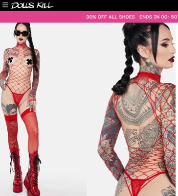 Red Dancing All Night Fishnet Bodystocking