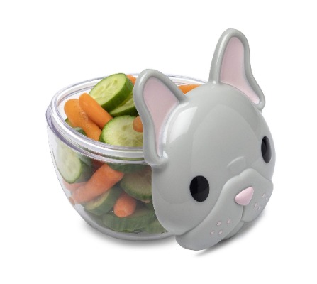 melii Animal Snack Containers with lids - Food Storage for Toddlers and Kids - French Bulldog