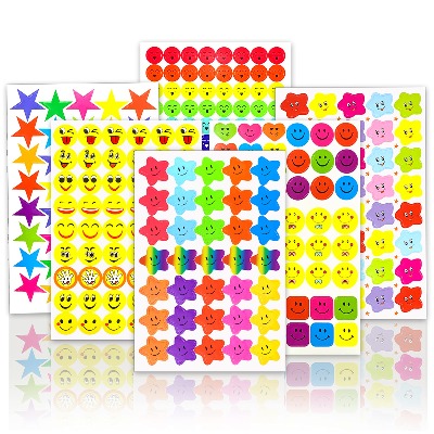 4980PCS Stickers(60 Sheet) Smiley face Stickers and Star Stickers (Random six Styles) Teachers, Children and Parents' Reward Stickers, Children's Handmade Scrapbook Decoration