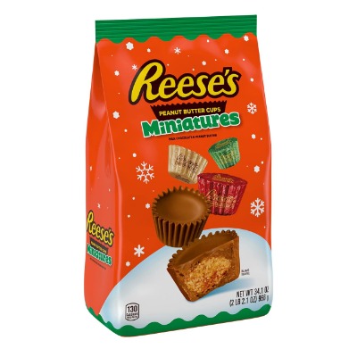 REESE'S Miniatures Milk Chocolate Peanut Butter Cups Candy, Holiday, 34.1 oz Bulk Bag