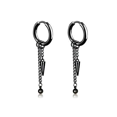 Ayoiow earrings creolen roestvrij staal roestvrij staal heren oorbellen creolen hanger met ketting parel en kegel