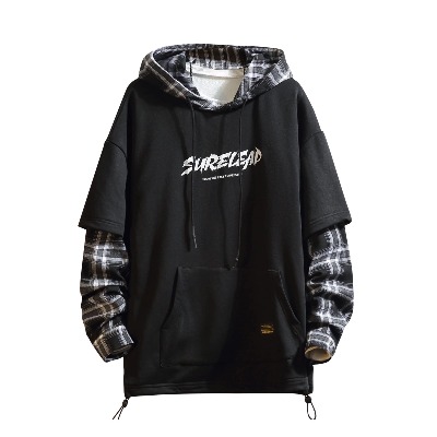 Patchwork Hoodies Men Letter Print Streetwear Hoodie Men Sweatshirt