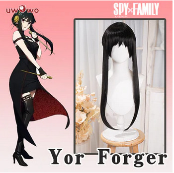 Uwowo Anime Spy x Family: Yor Forger Wig Assassin Cosplay 68cm Long Black Wig