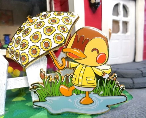 Rainy Day Molly  Animal Crossing Large Enamel Pin With Silk | Etsy UK